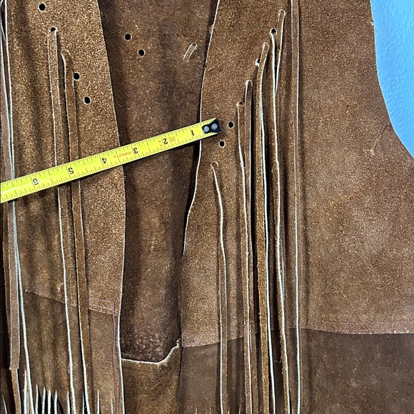 Vintage leather suede fringe vest size large unisex western - Picture 11 of 12